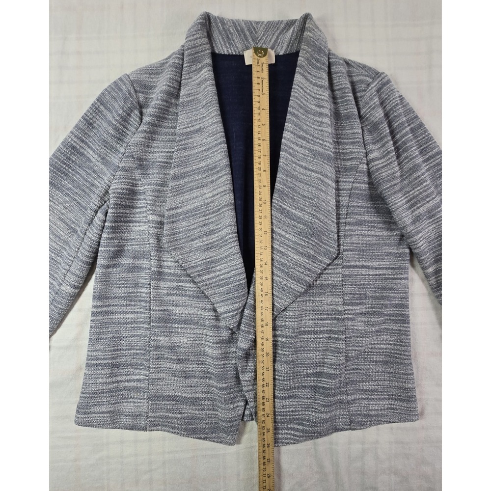 Skies Are Blue Tweed Knit Blazer Women's Open Front Waterfall Blue Spacedye XL - Picture 3 of 12